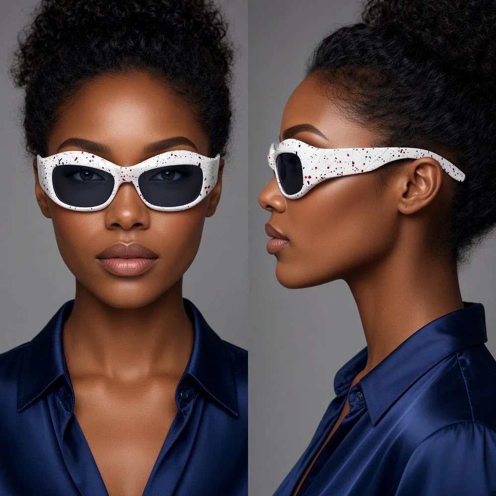Sunglasses White Frame Black Lens Festival‎ Street Shades Sports Lentes Gafas